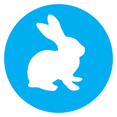 vector illustration white rabbit in blue circle