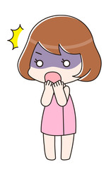 バスタオルを巻いてショックを受けている女性