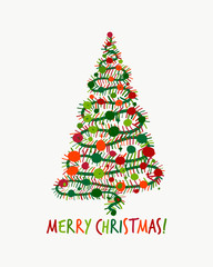 Christmas tree, greeting card for your design