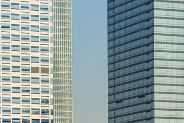 Obraz premium Close-Up of Modern Office Buildings in city of China.