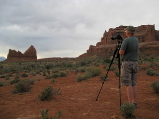 Photographer setting up camera and tripod at Zion National Park