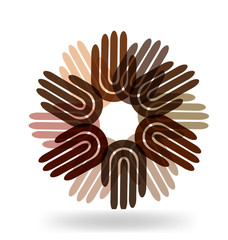 Hands multi-ethnic team as a flower logo vector