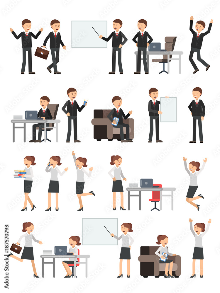 Canvas Prints different business peoples male and female in action poses. woman at work. illustrations of characte