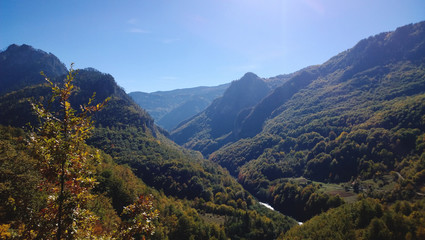 Beautiful panoramic view of the autumn nature of Montenegro