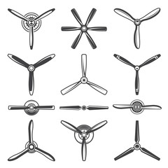 Screws and propellers in monochrome style. Vector pictures © ONYXprj