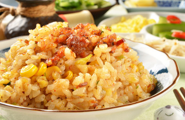 Close-up of typical Chinese fried rice      