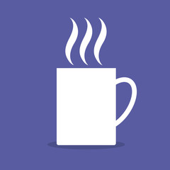 White mug of hot drink. Vector illustration..