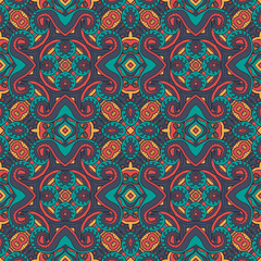 Abstract colorful seamless pattern. Hand-drawn doodles.