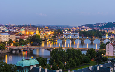 Fototapeta na wymiar Charles Bridge and Vltava River at Prague, Czech Republic..