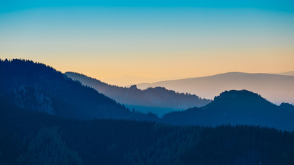 Gasienicowa Glade in Tatra Mountains during colorful sunset