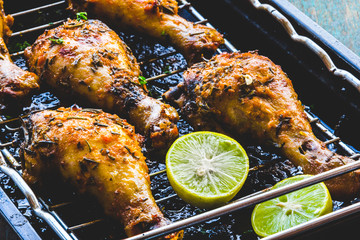 Roasted Chicken Drumsticks in a Baking Tray