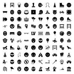 Fun icons. set of 100 editable filled fun icons