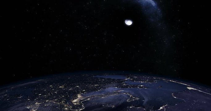 Photo-realistic long CG footage of sunrise over Earth seen from space