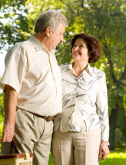 Fototapeta premium Happy senior couple walking outdoor