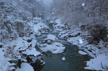 冬の厳美渓