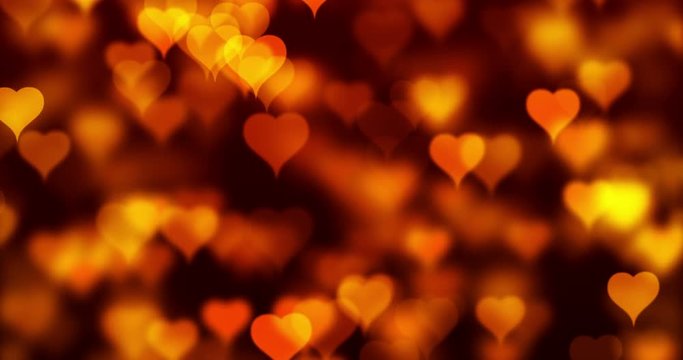 abstract christmas gradient gold gradient background with bokeh glitter and red hearts shape flowing, valentine day love relationship holiday event festive concept