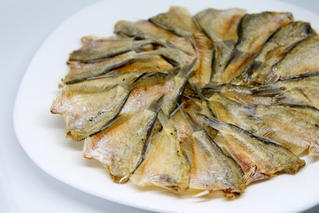 fishes circle fired menu on dish Thai style