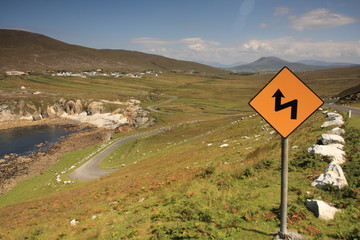 Small winding road on achill island Ireland Mayo