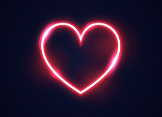 Stylish neon light heart for valentine's day, mother's day, and wedding day. Valentine heart with neon light effect. © detakstudio
