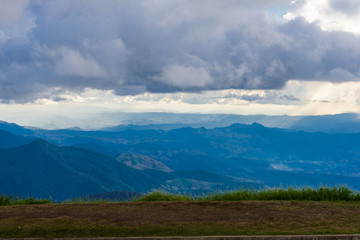 Fog over the mountain, Sunset Panorama View from Doi Inthanon