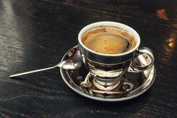 coffee cup with space on the wooden table