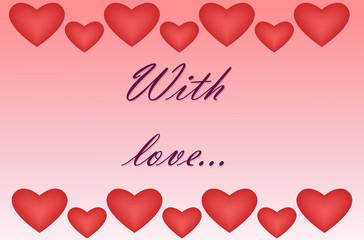 Love heart vector background with text with love. Design element