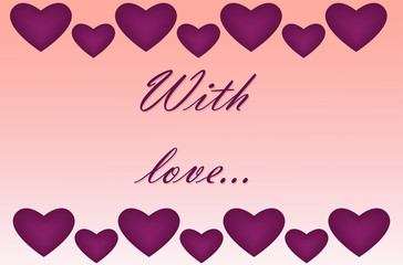 Love heart vector background with text with love. Design element