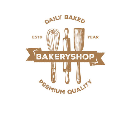 vintage bakery pastry logo design set
