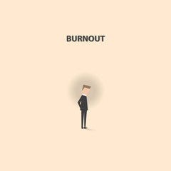 Businessman without energy at work. Burnout syndrome concept. Abstract vector illustration.