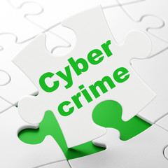 Security concept: Cyber Crime on White puzzle pieces background, 3D rendering