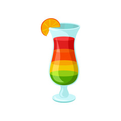 Layered colorful alcoholic cocktail cartoon vector Illustration