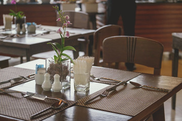 Dining table in the restaurant.