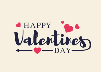 Valentines Day. Greeting card, typography poster with lettering, arrow and hearts. Vector illustration