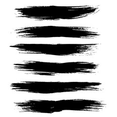 Grunge ink brush strokes. Freehand black brushes. Handdrawn dry brush black smears. Modern vector illustration.
