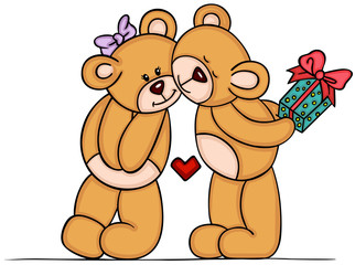 Teddy bears in love
