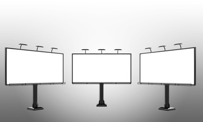 Obraz premium 3D rendering of blank billboard (empty advertisement) on gray background - mock up template