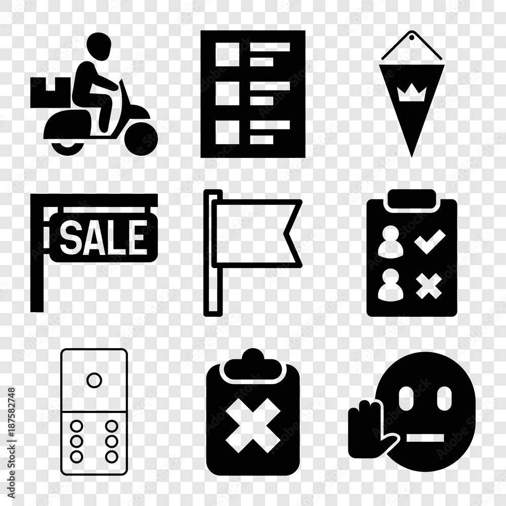 Poster set of 9 mark filled and outline icons