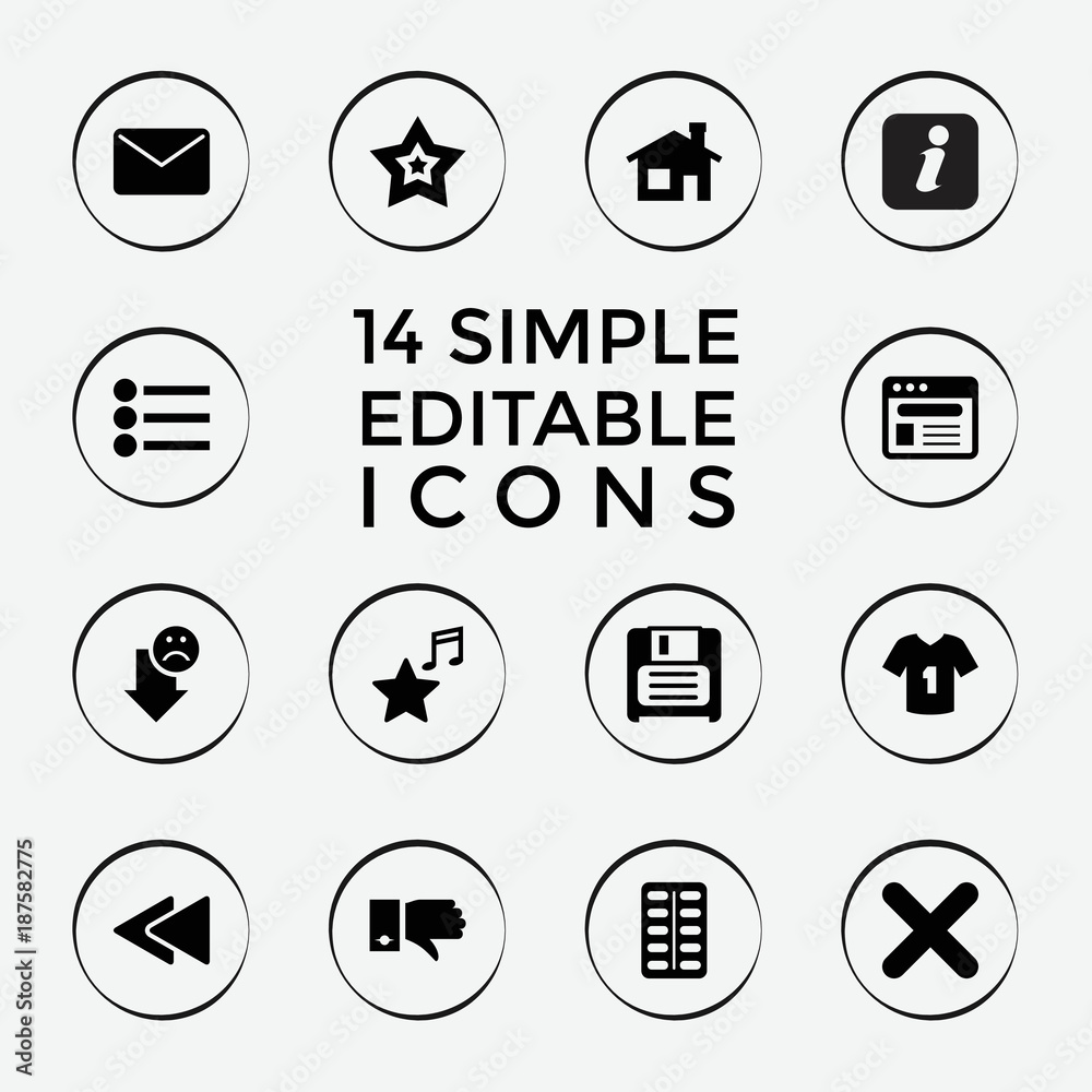 Poster set of 14 website filled icons