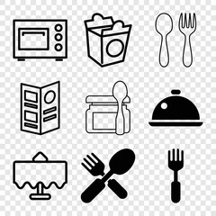 Set of 9 dinner filled and outline icons