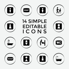 Set of 14 washroom filled icons