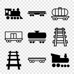 Set of 9 rail filled and outline icons