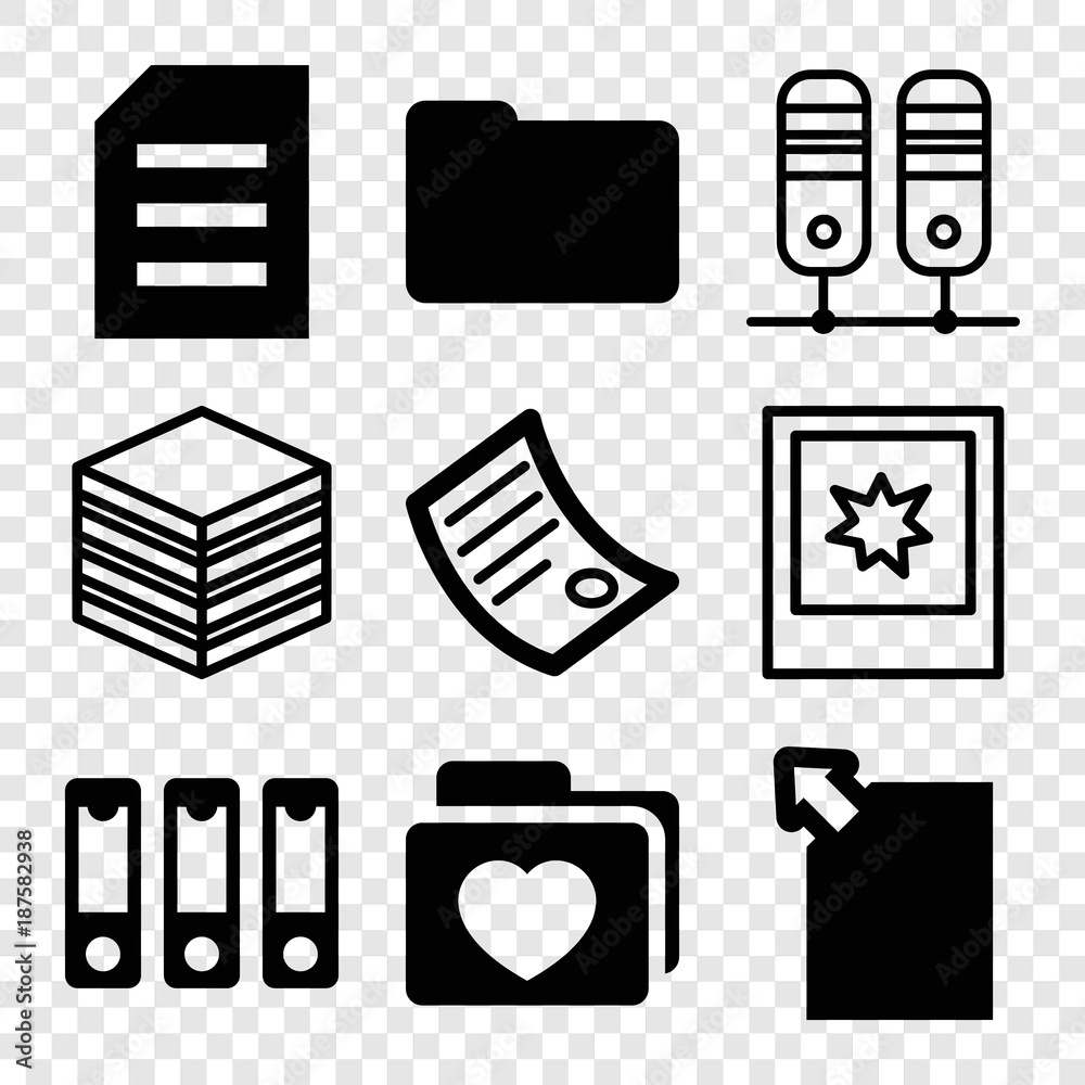 Poster Set of 9 folder filled and outline icons