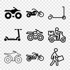 Set of 9 scooter filled and outline icons