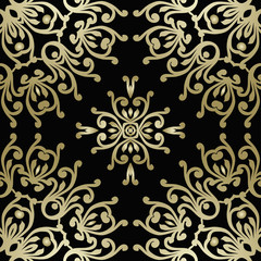 Seamless pattern oriental ornament. Textile print. Islamic vector design. Floral tiles.