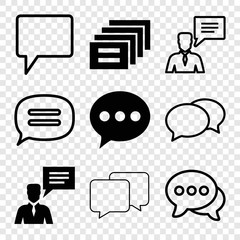 Set of 9 chatting filled and outline icons