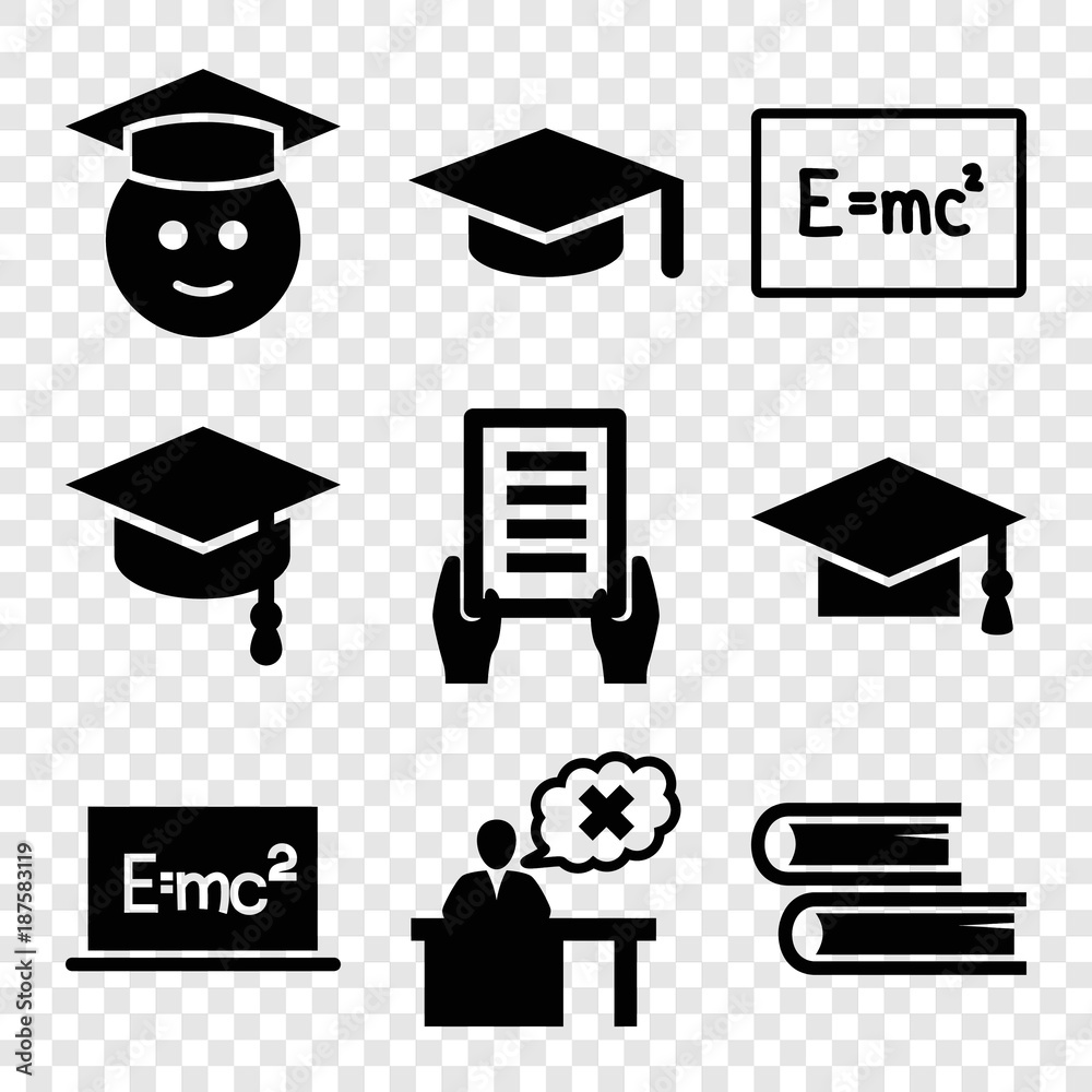 Poster Set of 9 university filled and outline icons