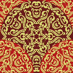 floral chinese seamless pattern on red background