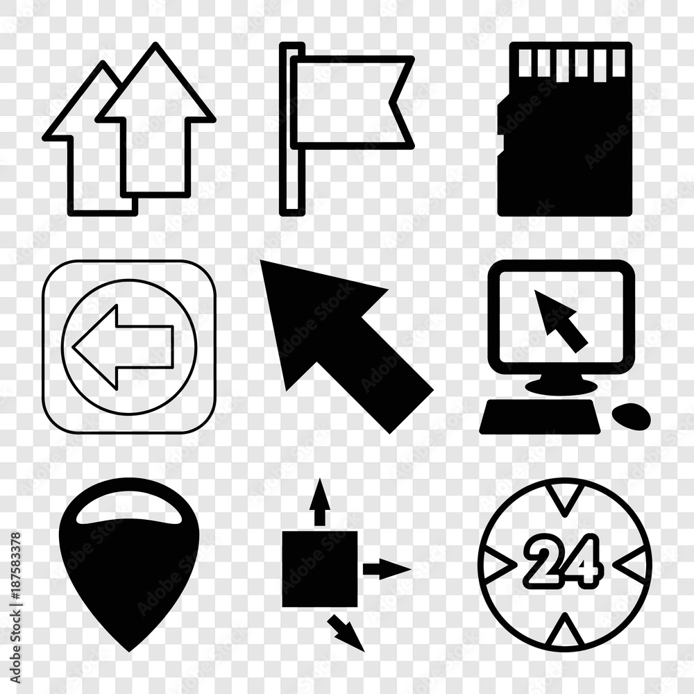 Poster Set of 9 pointer filled and outline icons