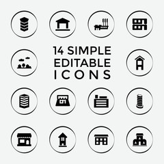 Set of 14 town filled icons