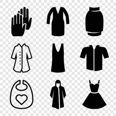Set of 9 wear filled and outline icons